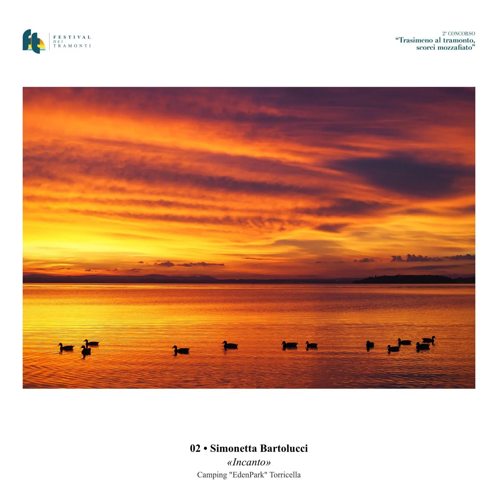 Foto del tramonto sul Trasimeno di Simonetta Bartolucci denominata Incanto vincitrice del concorso
